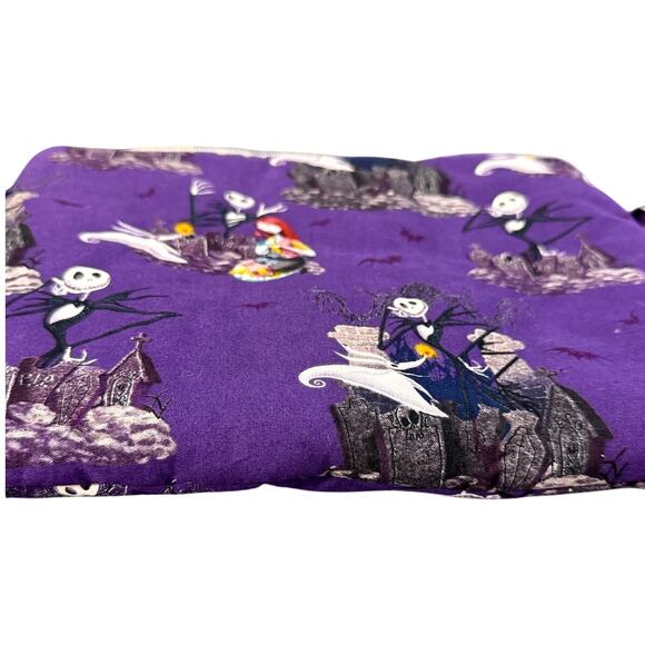 Nightmare Before Christmas Tim Burton Purse Medium Tote Bag Top Zip Purple Black - Picture 4 of 6